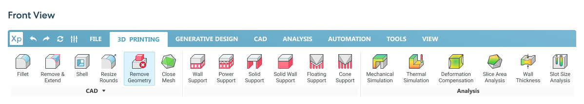 3DXpert icons front view option